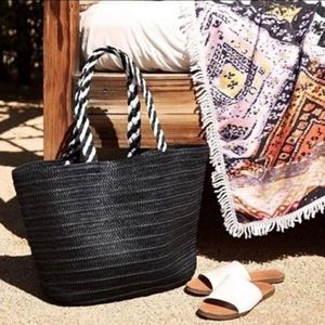 Rachel Zoe Bags St Tropez Straw Tote/ Black Tote